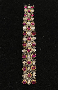Beautiful Antique Design Large Diamond and Ruby Bracelet in Silver & Gold - $80K Appraisal Value!} APR 57