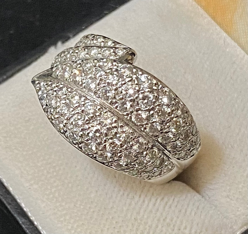 Unique High-end Designer's 18K White Gold with 96 Diamonds Handmade Ring - $30K Appraisal Value w/CoA} APR57