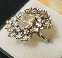 Unique Designer's Solid White Gold with Fancy Brown & White Diamonds Ring - $60K Appraisal Value w/CoA} APR57