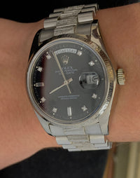 ROLEX President Day Date 18KWG Diamond Watch w/ Black Onyx Style Dial - $75K APR Value w/ CoA! APR 57