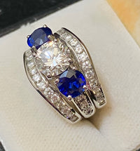 Unique Designer Platinum Diamond & Sapphire Ring - $75K Appraisal Value w/ CoA! } APR57