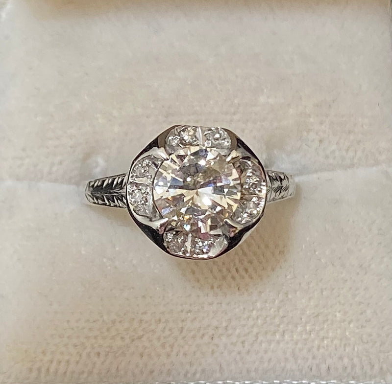 Amazing Filigree Design Platinum Diamond Halo Ring - $40K Appraisal Value w/ CoA! } APR57
