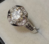 Amazing Filigree Design Platinum Diamond Halo Ring - $40K Appraisal Value w/ CoA! } APR57