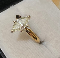 Unique Designer Solid Yellow Gold Marquise Diamond Solitaire Ring - $30K Appraisal Value w/CoA} APR57