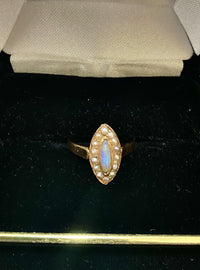 1920's Victorian Design 18K Rose Gold Opal & Pearls Ring - $5K Appraisal Value w/ CoA! APR 57