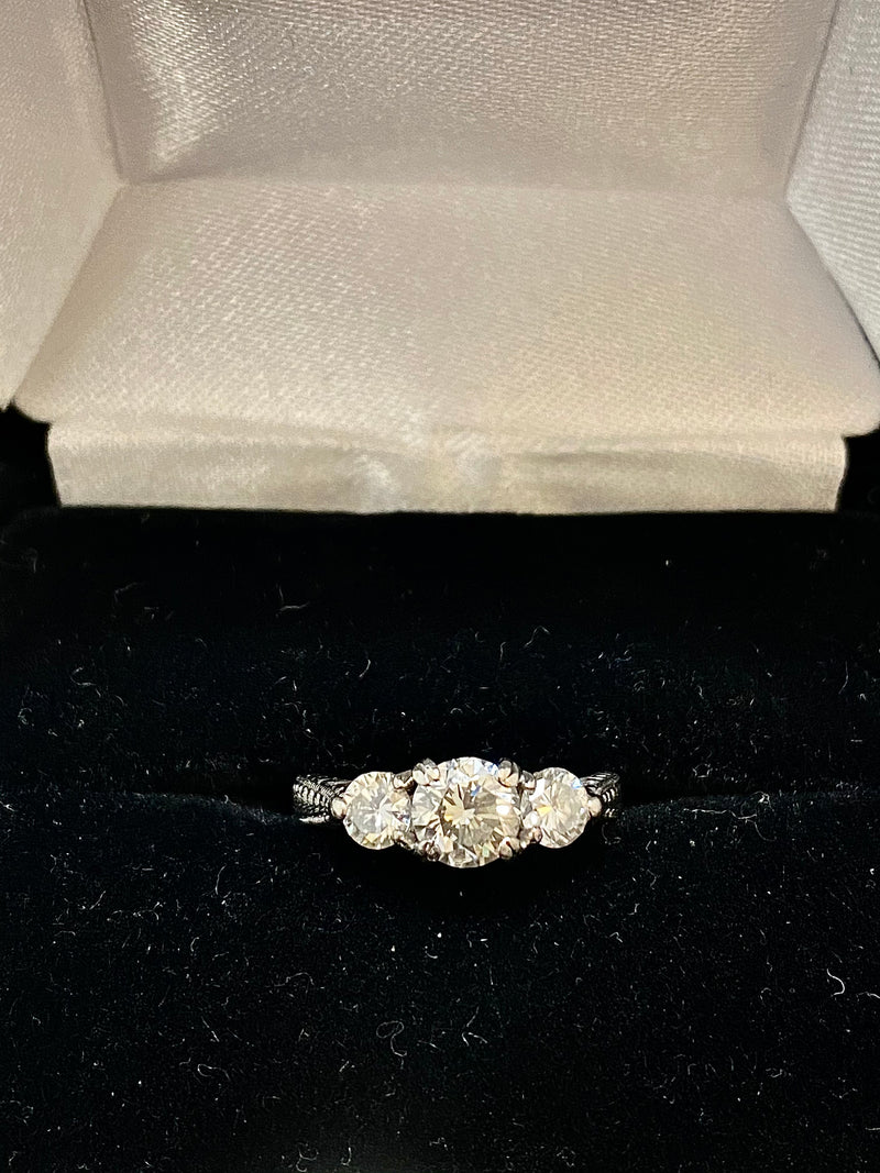 Beautiful Designer Handmade Platinum 3-Stone Diamond Ring - $15K Appraisal Value w/ CoA! APR57