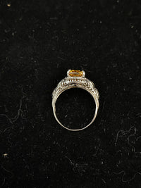 Victorian Design Solid Yellow Gold Fancy Vivid Yellow Diamond Filigree Ring - $80K Appraisal Value w/ CoA! APR 57