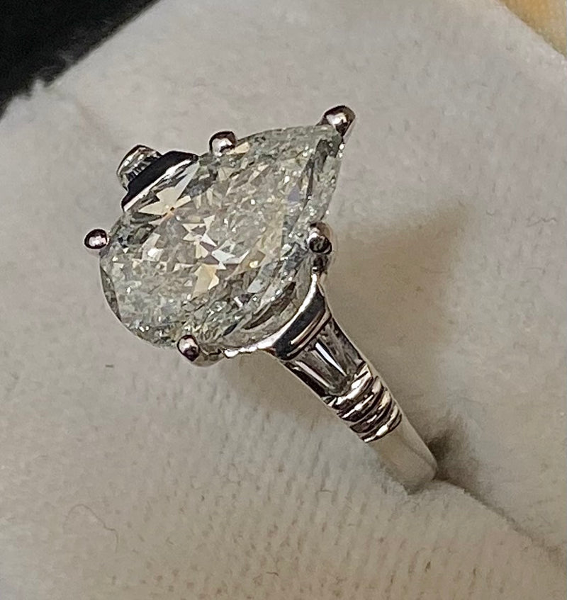 Unique Designer's Platinum with Pear Diamond with Accent Stones Engagement Ring $65K Appraisal Value w/CoA} APR57