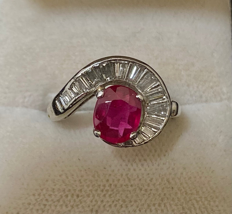 1930's Antique Designer Platinum with Ruby & Diamonds Ring - $30K Appraisal Value w/CoA} APR57