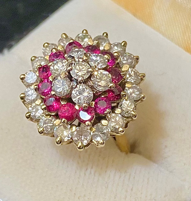 Vintage ruby and diamond cocktail ring Clearance