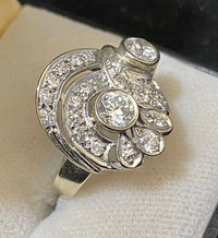 1920's Antique Design Solid White Gold with 26 Old Mine Diamonds Ring - $25K Appraisal Value w/CoA} APR57