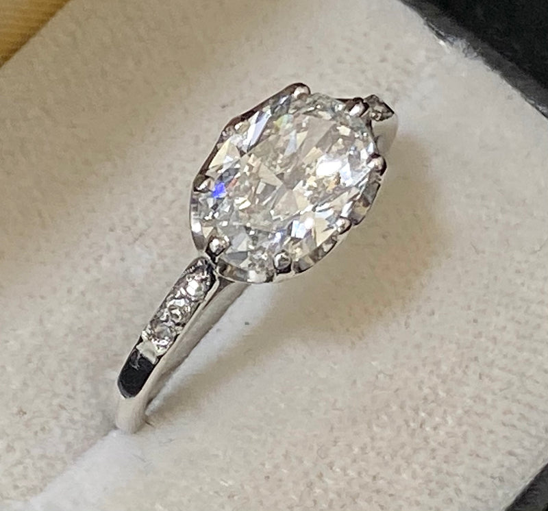 Unique Designer's 18K White Gold Oval Diamond with Accent Engagement Ring - $65K Appraisal Value w/CoA} APR57