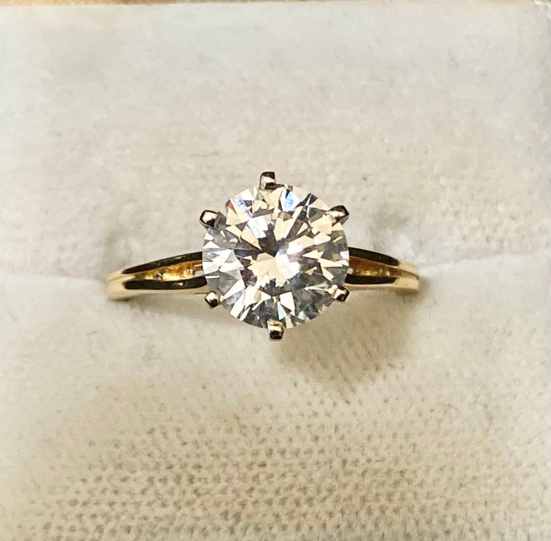 Unique Designer's Solid Yellow Gold Diamond Solitaire Engagement Ring - $65K Appraisal Value w/CoA} APR57