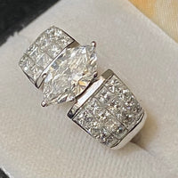 Unique 18K White Gold Marquise Diamond with 40 Diamonds Ring - $100K Appraisal Value w/CoA} APR57