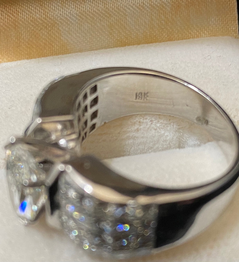 Unique 18K White Gold Marquise Diamond with 40 Diamonds Ring - $100K Appraisal Value w/CoA} APR57