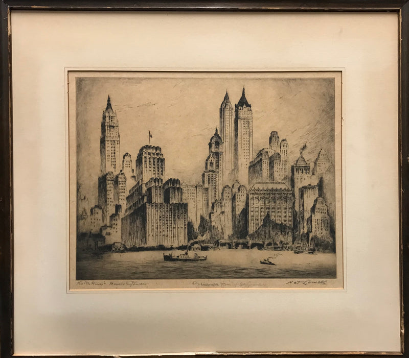 Nat Lowell, "Manhattan Towers," Drypoint Etching, c.1937 - Appraisal Value: $8K* APR 57