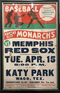 Negro American League Broadside: "Kansas City Monarchs vs Memphis Red Sox", 1947 - APR: $4K Value* APR 57