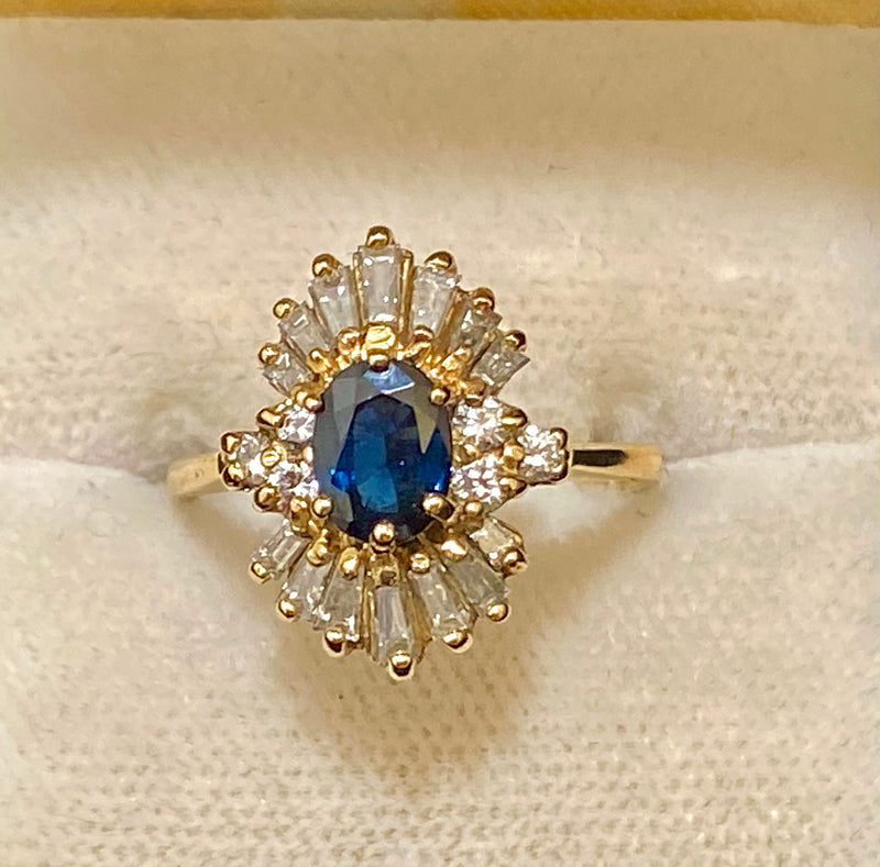 Unique Solid Yellow Gold with Sapphire & 21 Diamonds Ring - $15K Appraisal Value w/ CoA} APR57
