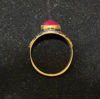 Antique Design Yellow Gold P & Sterling Silver with Ruby & Diamonds Ring - $10K Appraisal Value w/CoA} APR57