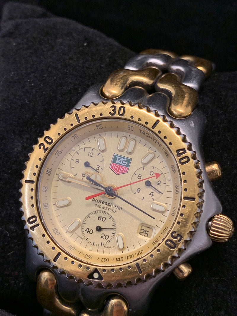 TAG HEUER Two-tone Professional Tachymeter Chonograph Diver's Watch - $7K Appraisal Value! APR 57