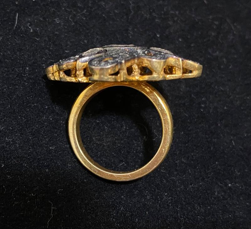 Antique Design Yellow Gold P & Sterling Silver with 80 Diamonds Ring - $15K Appraisal Value w/CoA} APR57