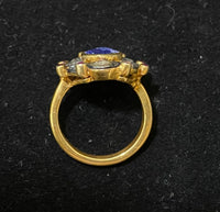 Antique Design Yellow Gold Covered with Sapphire & Diamond & Ruby Ring - $10K Appraisal Value w/CoA} APR57