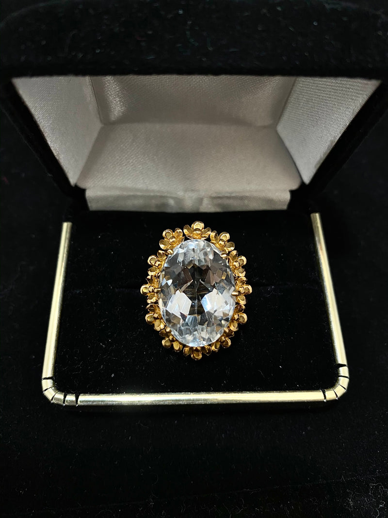 1950's Designer 18KYG 40 Ct. Rock Crystal Ring - $5K Appraisal Value w/ CoA } APR 57
