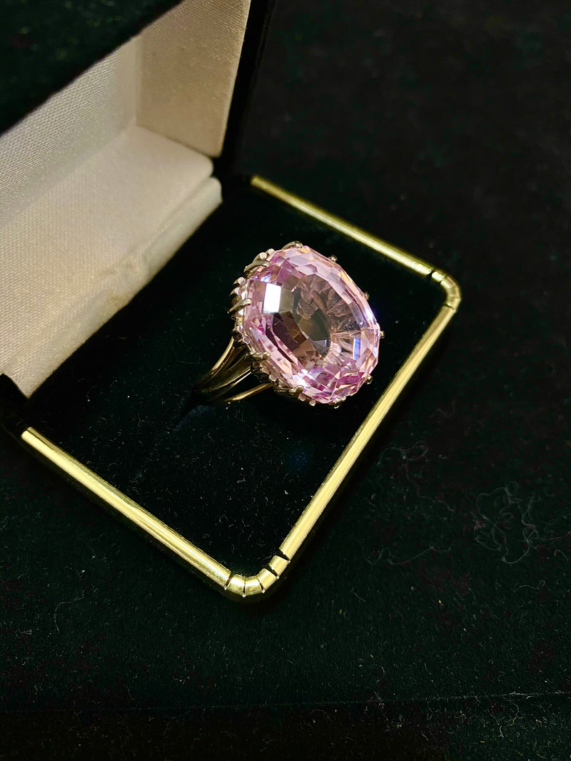 1950's Designer 50 Ct. Kunzite Ring in Solid White Gold - $15K Appraisal Value w/ CoA! } APR 57