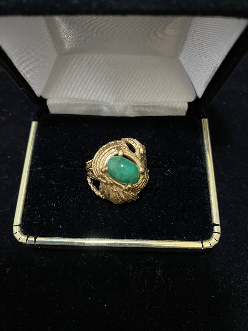 1940's Unique Designer Solid Yellow Gold Jade Ring - $6K Appraisal Value w/ CoA! } APR 57
