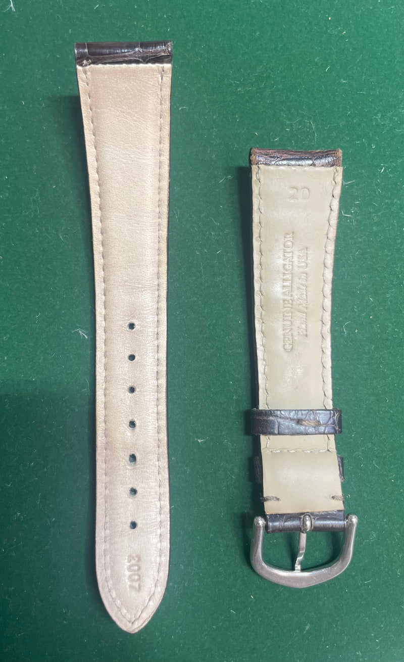 Genuine Alligator Dark Brown Padded Stitched Watch Strap -$700 VALUE w/ CoA! APR57