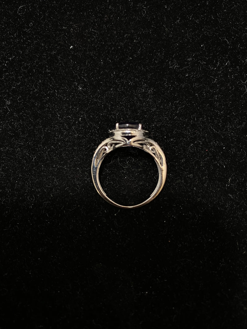 Unique Designer Solid White Gold Amethyst with Diamonds Ring - $4K Appraisal Value w/ CoA! } APR 57