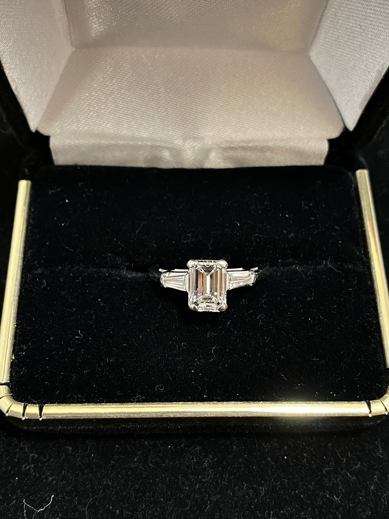 Tiffany-style Platinum 3-Stone Diamond Engagement Ring - $50K Appraisal Value w/ CoA! } APR 57