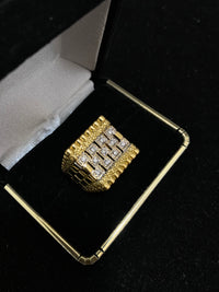 1990’s Unique Designer 18K Yellow Gold Men's Signet Ring with 11 Diamonds! - $4K Appraisal Value w/CoA} APR 57