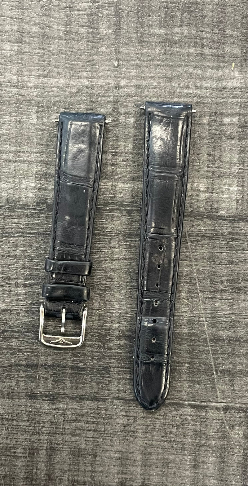 LONGINES Original Black Crocodile Leather Watch Strap  -$900.00 VALUE w/ CoA! APR57