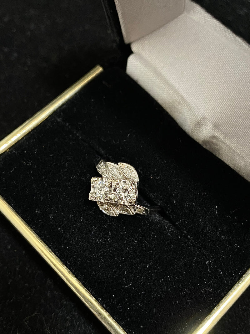 1940's Antique Designer's Solid White Gold with 8 Diamonds Ring - $8K Appraisal Value w/CoA} APR 57