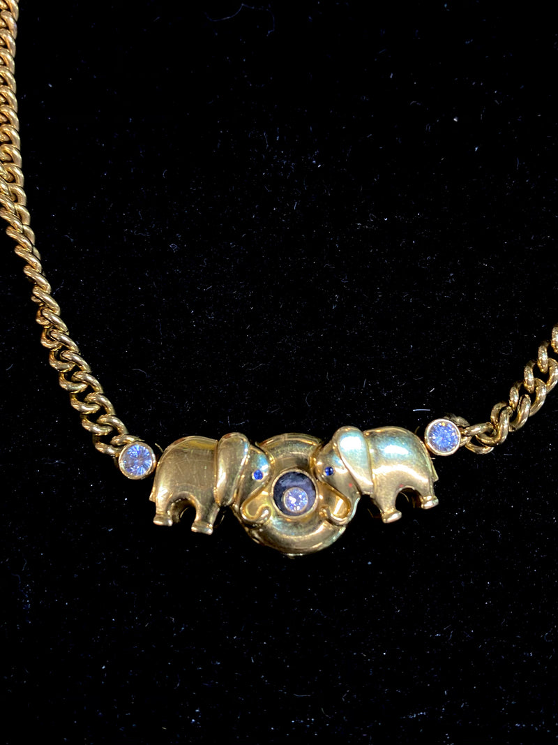 Chopard's Unique 18KYG Happy Diamond Elephants Pendant Necklace -$40K Appraisal Value w/CoA} APR 57
