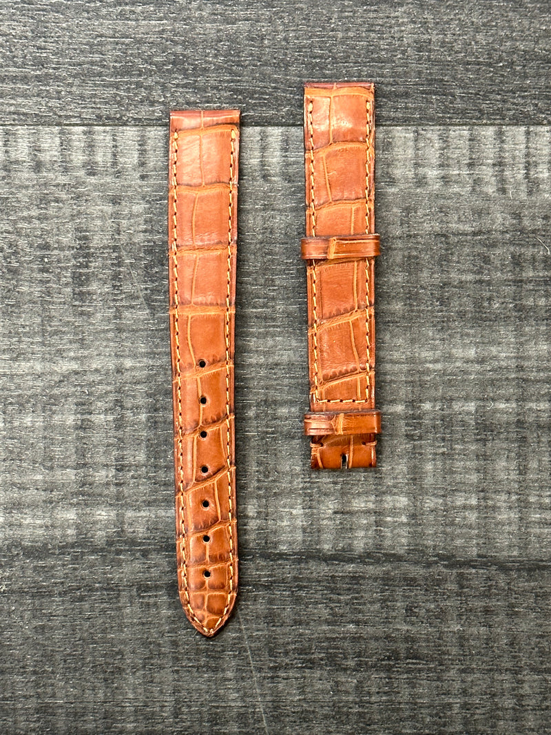 CARTIER Honey Brown Padded Crocodile Watch Strap w/Stitched-$750 VALUE w/ CoA ! APR57