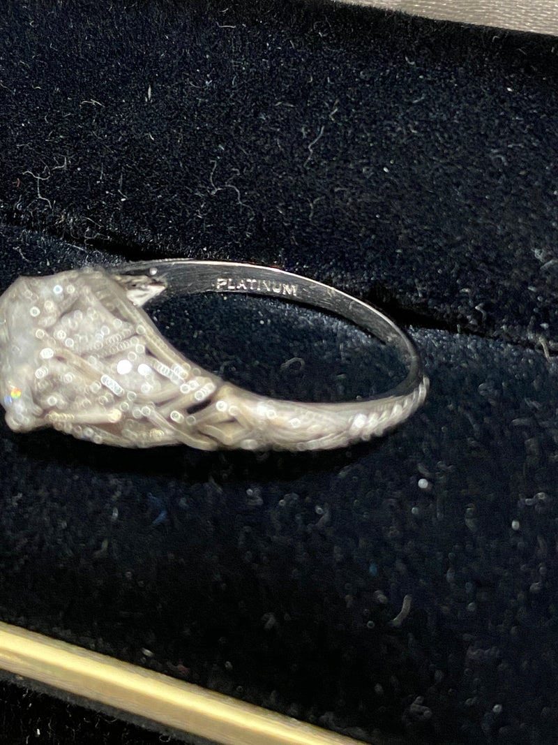1920's Antique Design Platinum with 13 Diamonds Ring - $15K Appraisal Value w/CoA} APR 57