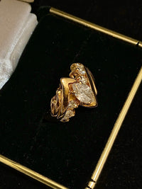 Unique Designer Solid Yellow Gold with 7 Diamonds Ring - $13K Appraisal Value w/CoA} APR 57