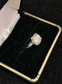 Tiffany-style Platinum 3-stone 3 ct + Diamond Engagement Ring -$100K Appraisal Value w/CoA} APR 57