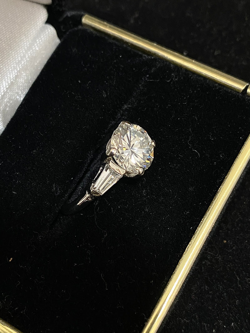 Tiffany-style Platinum 3-stone 3ct + Diamond Engagement Ring - $100K Appraisal Value w/CoA} APR 57