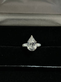 Tiffany-style SWG 3-stone CZ Diamond-style Engagement Ring - $2K Appraisal Value w/ CoA!} APR 57