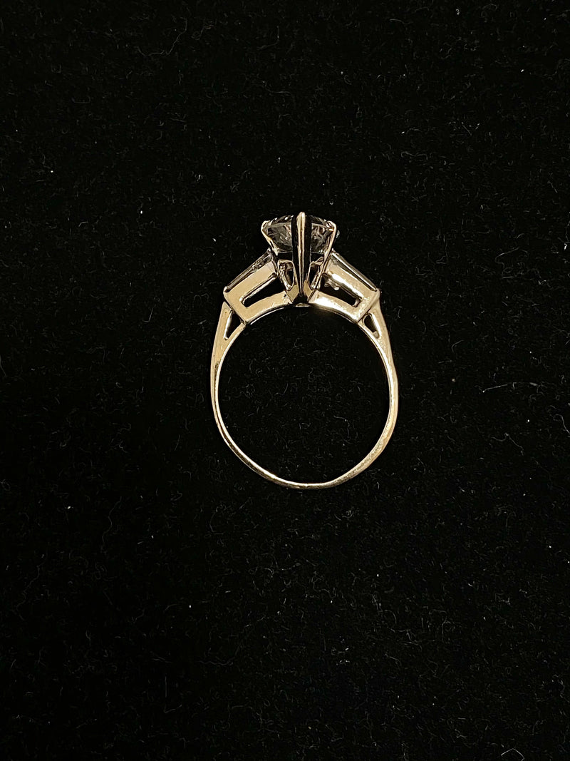 Tiffany-style SWG 3-stone CZ Diamond-style Engagement Ring - $2K Appraisal Value w/ CoA!} APR 57
