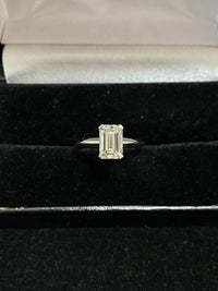Tiffany style Solid White Gold Solitaire Emerald cut Diamond Engagement Ring - $60K Appraisal Value w/ CoA} APR 57