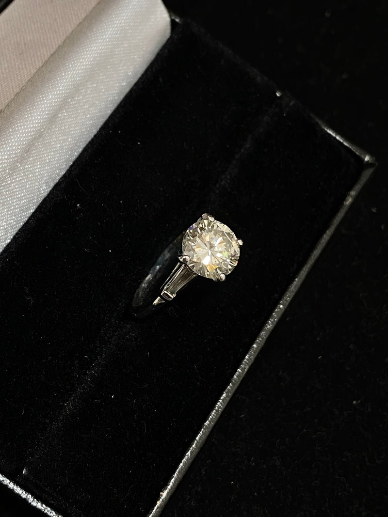 Tiffany-style Platinum 3-stone Diamonds Engagement Ring - $80K Appraisal Value w/CoA} APR 57