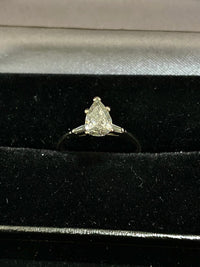 Tiffany-style Solid White Gold Pear shape Diamond Solitaire Engagement Ring - $20K Appraisal Value w/CoA} APR 57