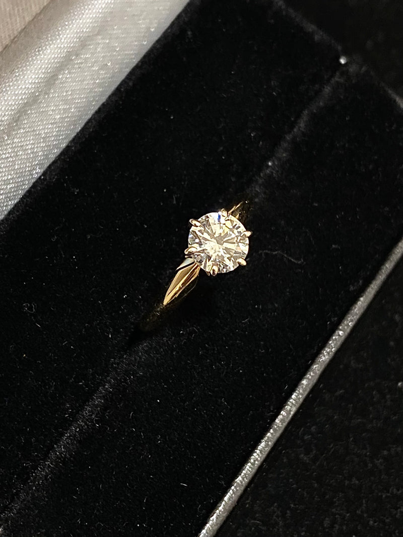 Tiffany-style Solid Yellow Gold Solitaire Diamond Engagement Ring - $15K Appraisal Value w/CoA} APR 57