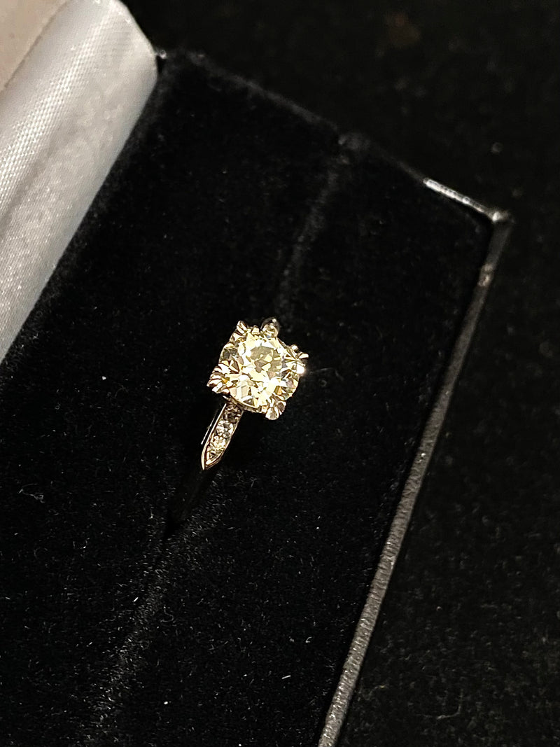 1920's Antique Design Solid White Gold 7 Diamonds Ring - $30K Appraisal Value w/CoA} APR 57