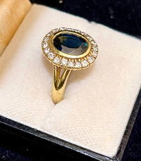 1920 Beautiful Designer Sapphire & Diamond Ring in 18K Yellow Gold - $30K APR Value w/CoA} APR57