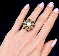 Buccellati-style Designer SYG Pearl & Sapphire Ring - $13K APR Value w/CoA} APR57